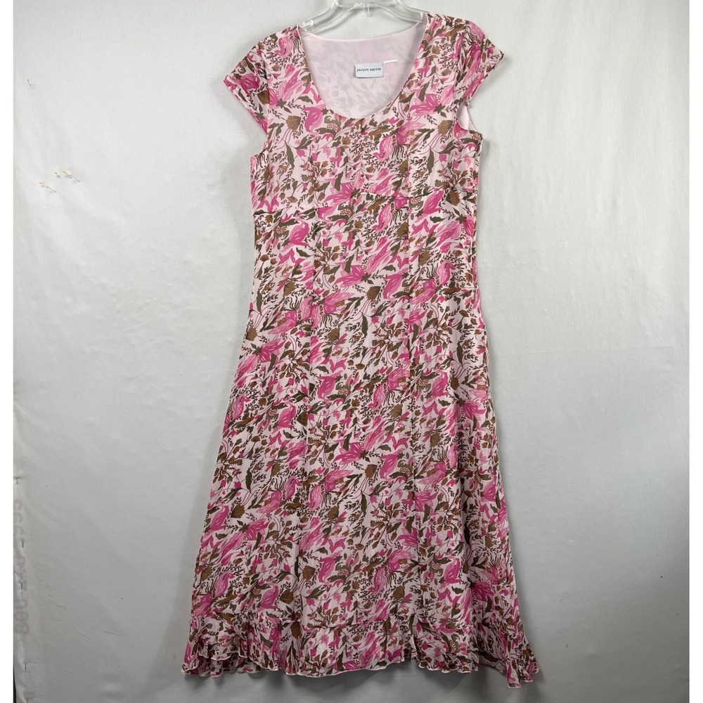 Vintage Jaclyn Smith Dress Womens L Floral PInk Fairy Y2K Midi Romantic Coquette